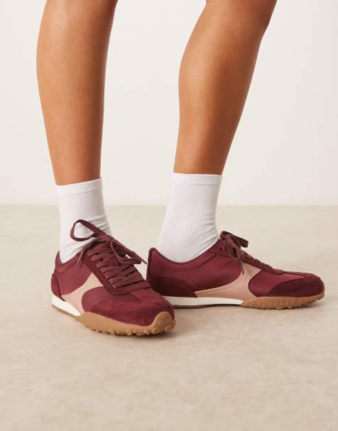 ASOS DESIGN Dive lace up sneakers in burgundy - view 1