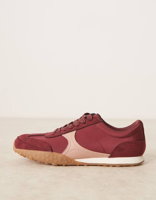 ASOS DESIGN Dive lace up sneakers in burgundy