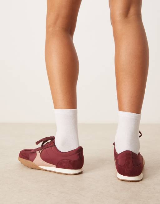 ASOS DESIGN Dive lace up sneakers in burgundy