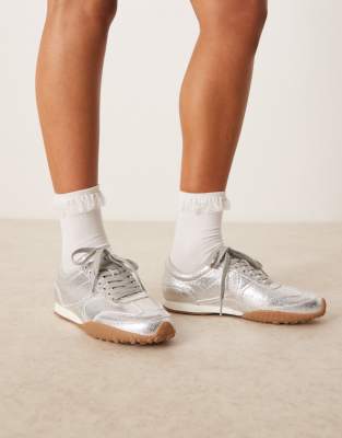 ASOS DESIGN - Dive - Sneaker zum Schnüren in Silber