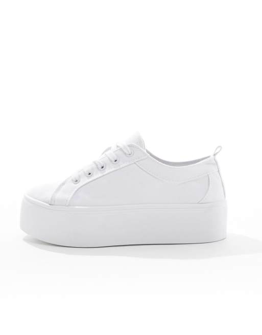 ASOS DESIGN Divide Baskets pointure large a lacets et semelle plateforme Blanc ASOS