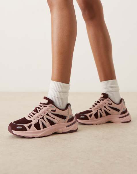 ASOS DESIGn – Divine – Sneaker zum Schnüren in Burgunderrot und Rosa - view 1