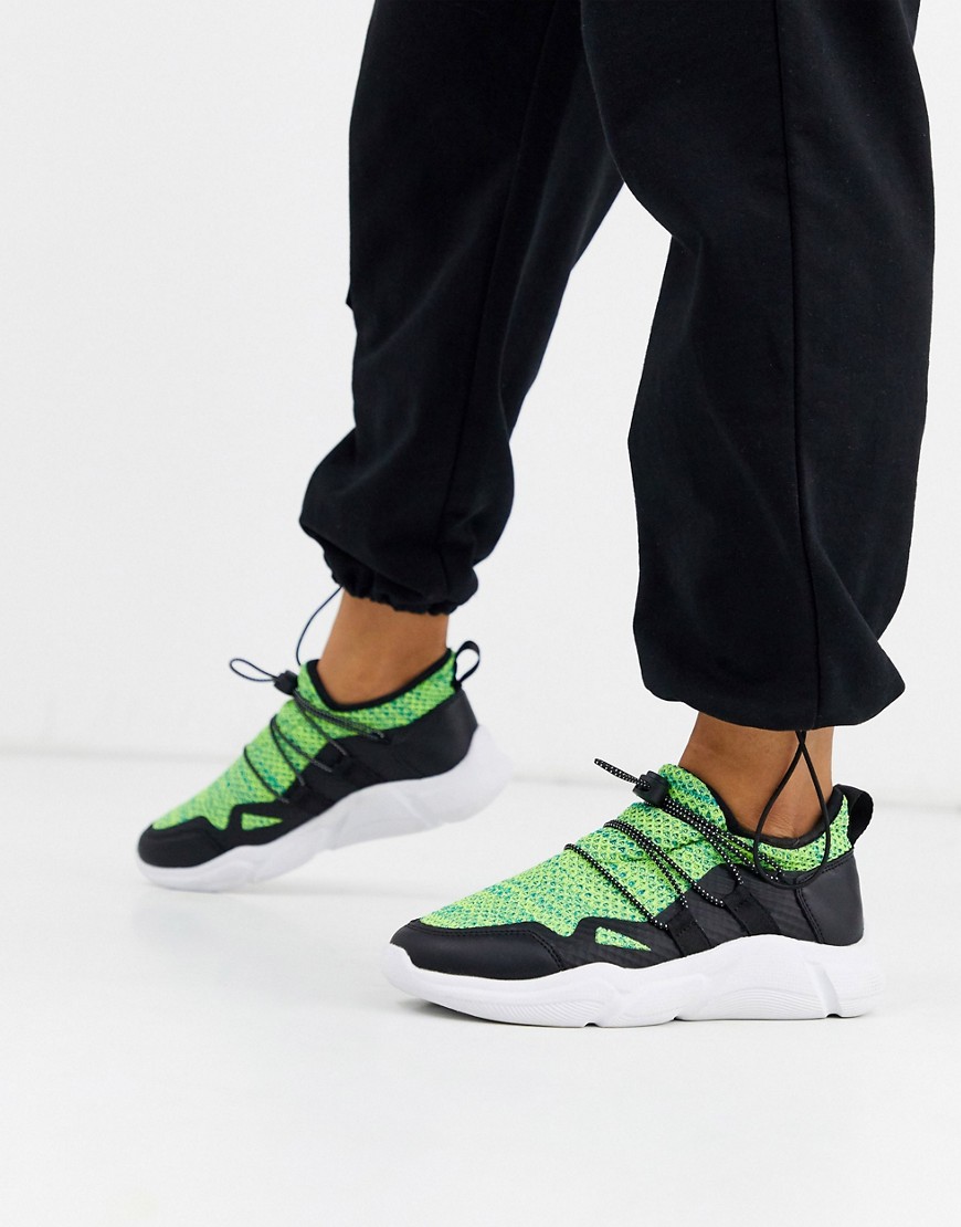 ASOS DESIGN Division knitted trainers in black and green-Multi