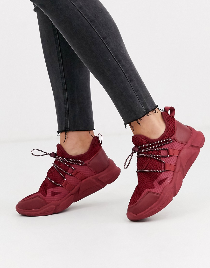 ASOS DESIGN - Division - Sneakers in maglia bordeaux-Rosso