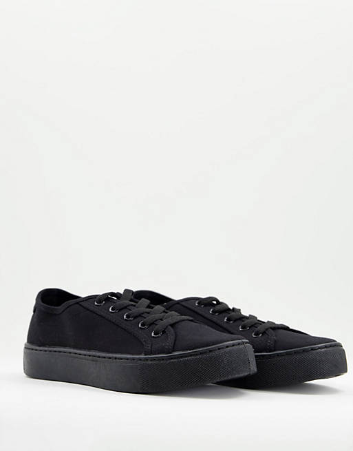 ASOS DESIGN Dizzy lace up sneakers in black drench | ASOS