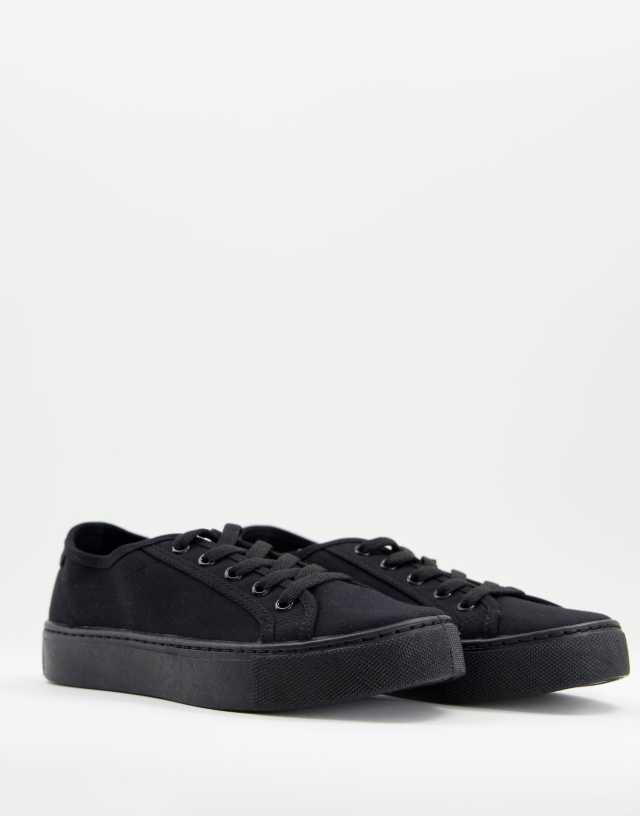 ASOS DESIGN Dizzy lace up sneakers in black drench