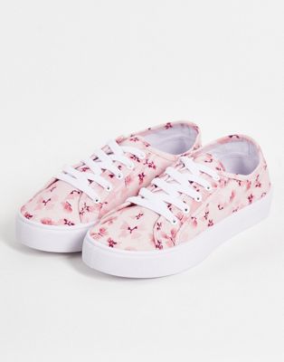 ASOS DESIGN Dizzy lace up trainers in pink butterfly print - ASOS Price Checker