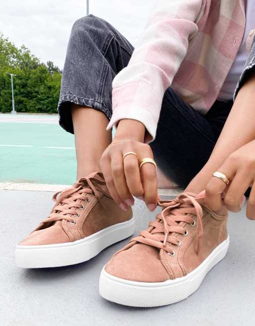 ASOS DESIGN Dizzy lace up sneakers in warm beige, 3 of 4