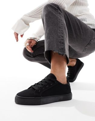 ASOS DESIGN Dizzy lace-up sneakers in black drench - ASOS Price Checker