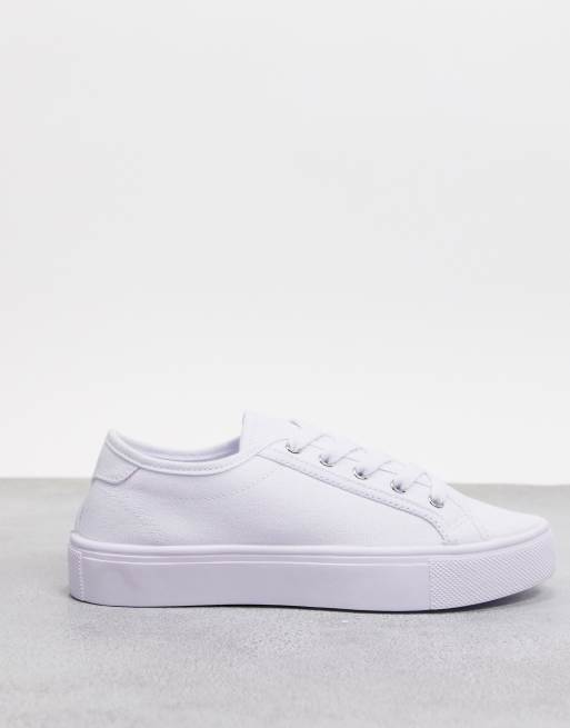ASOS DESIGN Dizzy lace up trainers in white, 4 of 4