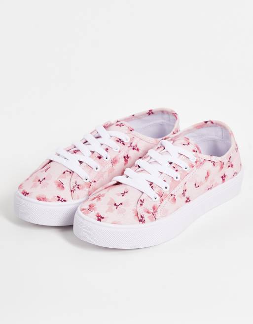 ASOS DESIGN - Dizzy - Lyserøde sneakers med snørebånd og sommerfugle-print