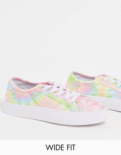 ASOS DESIGN - Dizzy - Sneakers met brede pasvorm en veters in multi tie-dye