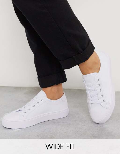 ASOS DESIGN - Dizzy - Sneakers stringate bianche a pianta larga