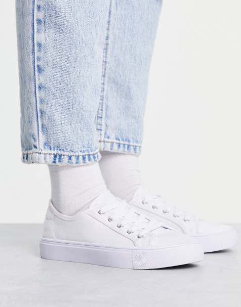 ASOS DESIGN – Dizzy – Vita sneakers med snörning - view 1