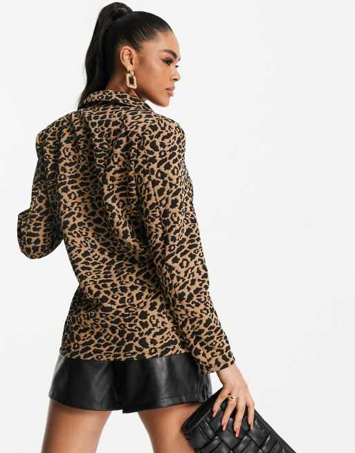 ASOS DESIGN – Djurmönstrad jacquardvävd kavaj i jersey , 2 av 4