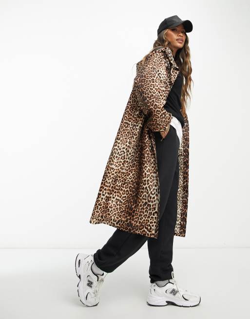 ASOS DESIGN – Djurmönstrad, lång regnparkas