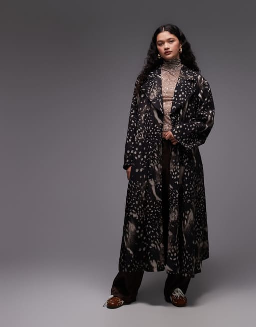 ASOS DESIGN – Djurmönstrad trenchcoat i oversize med volym, 2 av 4