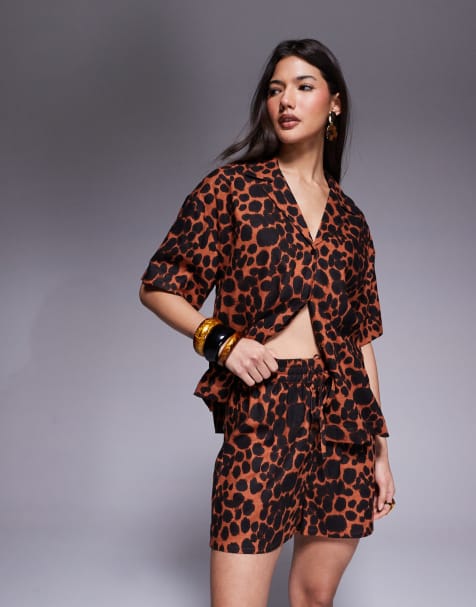 ASOS DESIGN – Djurmönstrade shorts i linne, del av set - view 1