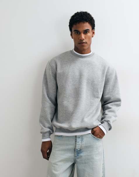 ASOS DESIGN dobbeltlagret afslappet T-shirt med rund hals i gråmeleret - view 1