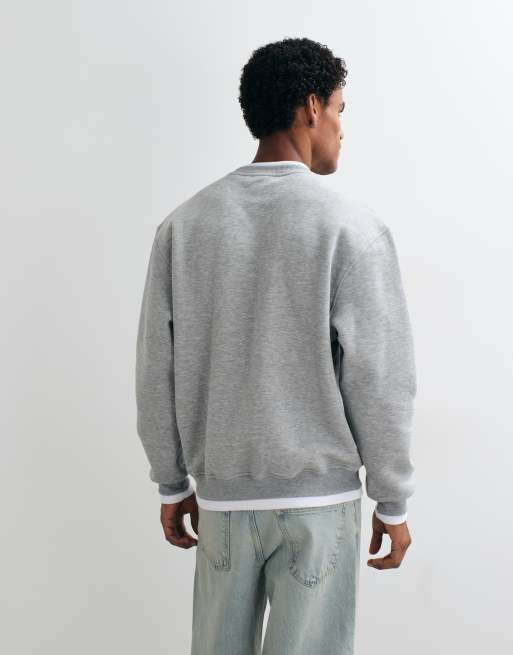 ASOS DESIGN dobbeltlagret afslappet T-shirt med rund hals i gråmeleret, 5 af 5