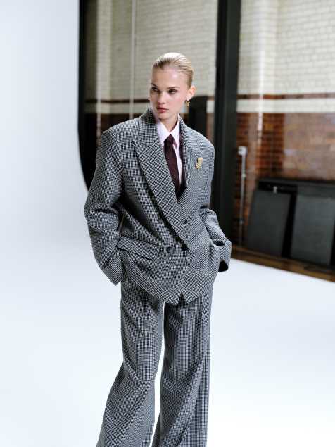 ASOS DESIGN - Dobbeltradet blazer med pepitatern og power-skuldre - view 1