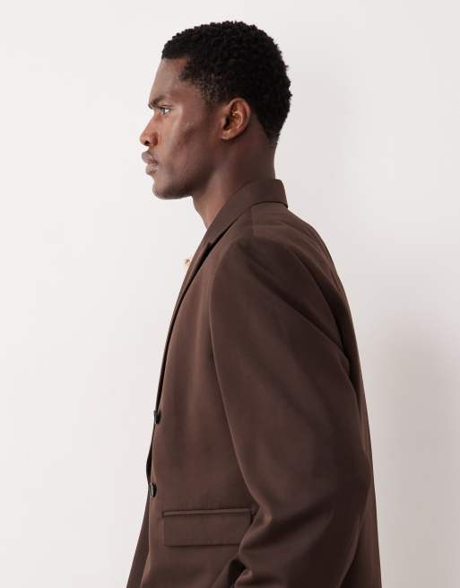 ASOS DESIGN - Dobbeltradet habitjakke i sort med firkantet pasform, 4 af 5
