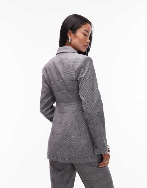 ASOS DESIGN - Dobbeltradet og skræddersyet habitblazer med afslappet pasform og monokrome tern, 4 af 4