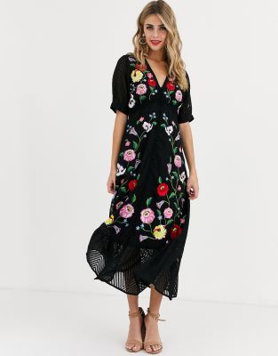 embroidered tea dress