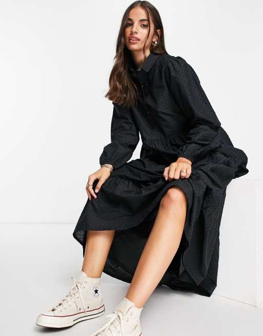 dobby shirt dress Blue Wallis Petite Cotton Dobby Ruffle Shirt Dress