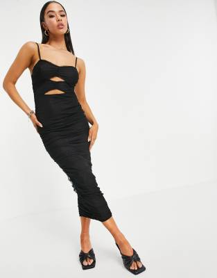 bodycon ruched maxi dress