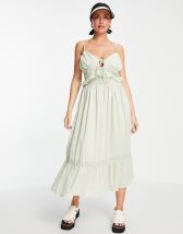 Chi Chi London lace midi dress in mink ASOS
