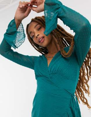 asos green wrap dress