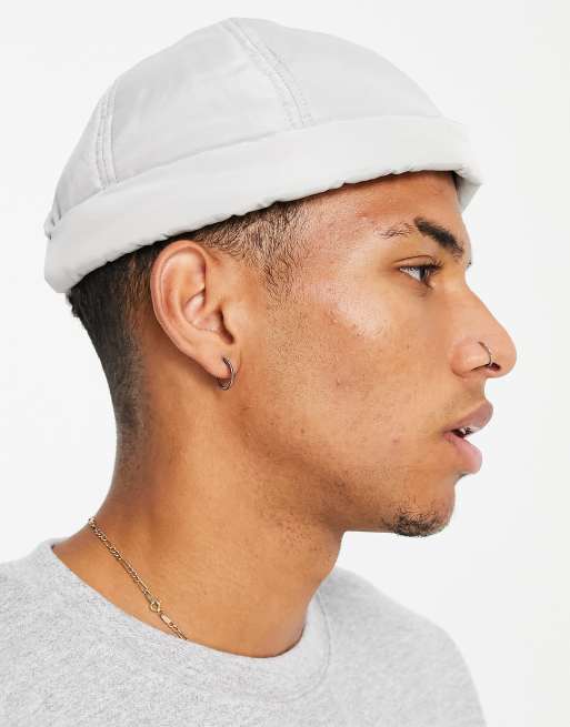 ASOS DESIGN - Dockermuts van nylon in grijs met wassing