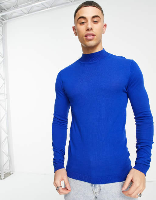 ASOS DESIGN - Dolcevita attillato blu cobalto