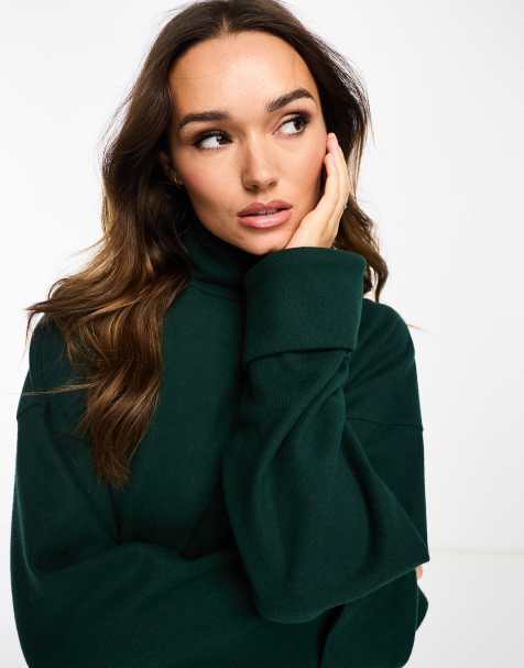 ASOS DESIGN - Dolcevita super morbido verde pino con polsini in coordinato - view 1