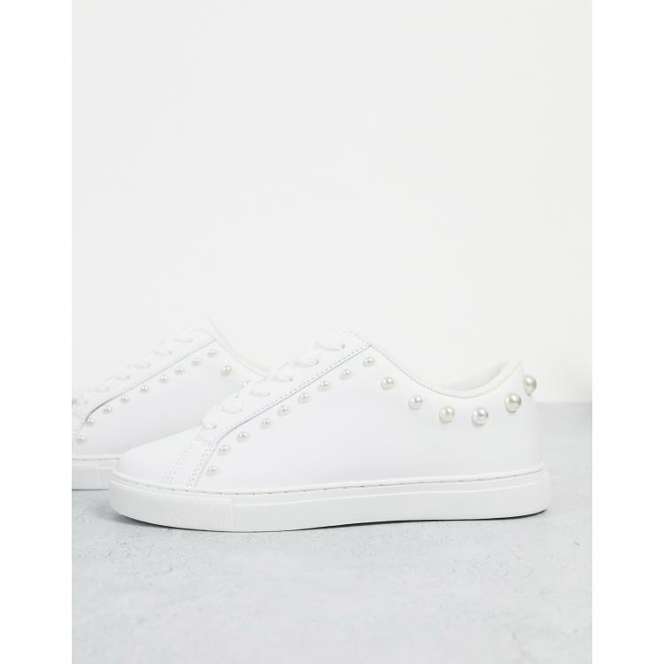 ASOS DESIGN lace-up sneakers in white with embossed monogram