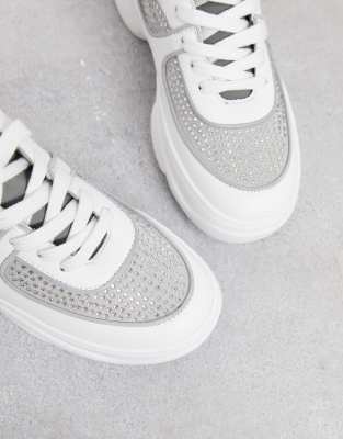 embellished white trainers