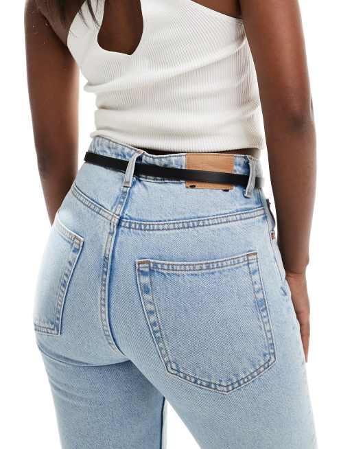 ASOS DESIGN domed skinny waist and hip belt in black, 3 of 4