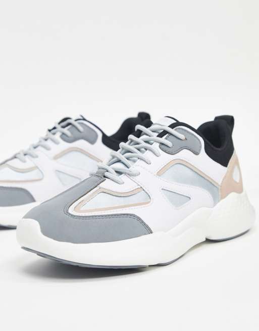 ASOS DESIGN Dominican chunky sneakers in gray peach and white