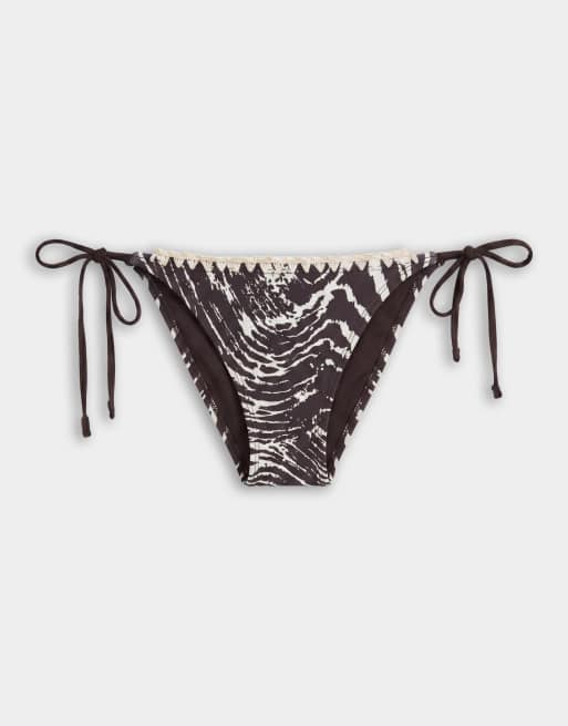 ASOS DESIGN - Donna - Slip bikini zebrato con laccetti laterali e impunture, 5 di 7