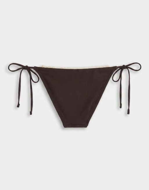 ASOS DESIGN - Donna - Slip bikini zebrato con laccetti laterali e impunture, 7 di 7