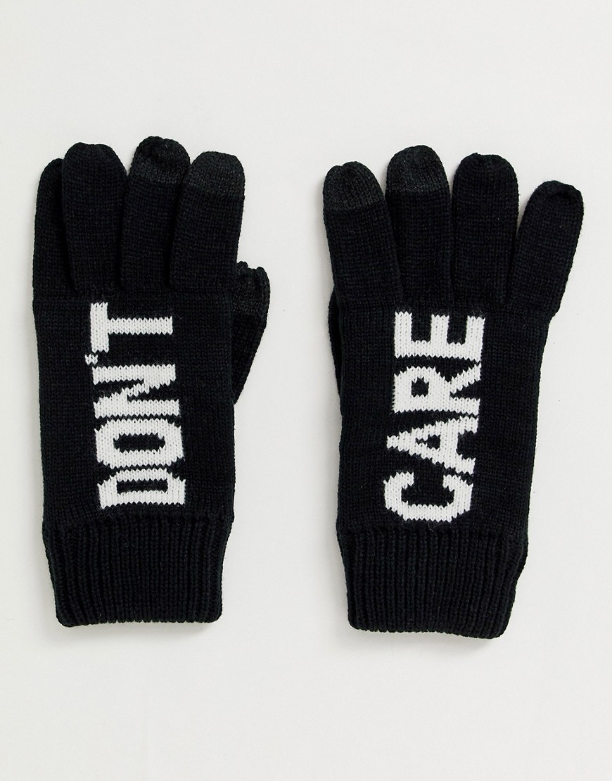 ASOS DESIGN - Don't care - Touchscreen handschoenen met zwart en wit
