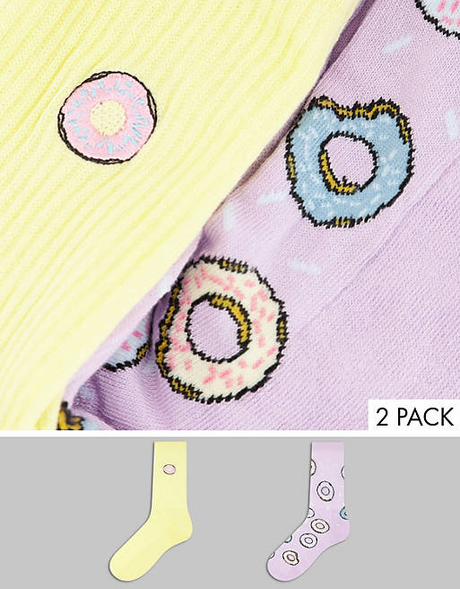 ASOS DESIGN 2 pack donut sports socks in pastel colours