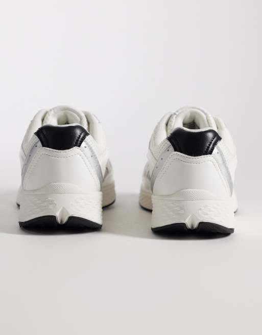 ASOS DESIGN Doodle lace up trainers in white and silver, 3 of 5