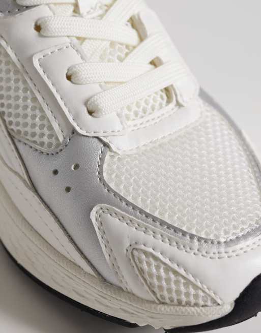 ASOS DESIGN Doodle lace up trainers in white and silver, 5 of 5