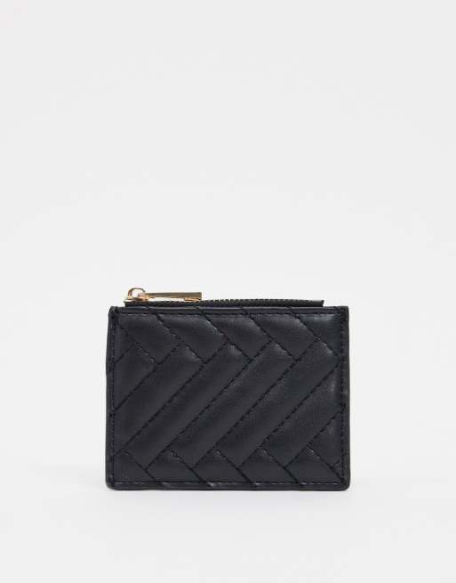 ASOS DESIGN - Doorgestikte kaarthouder met chevrons in zwart