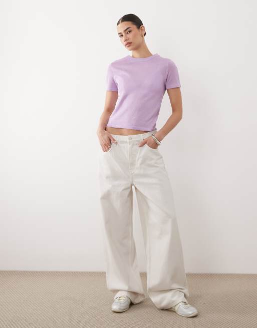 ASOS DESIGN - Doorschijnend gebreid T-shirt in lila, 2 van 4