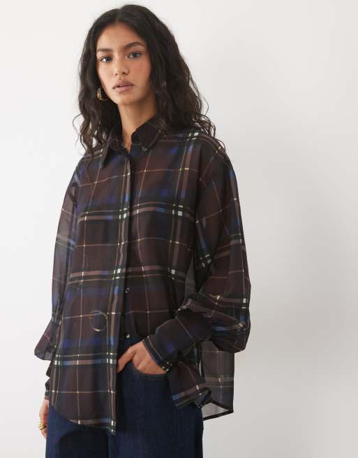 ASOS DESIGN doorschijnend oversized overhemd met ruit, 2 van 4