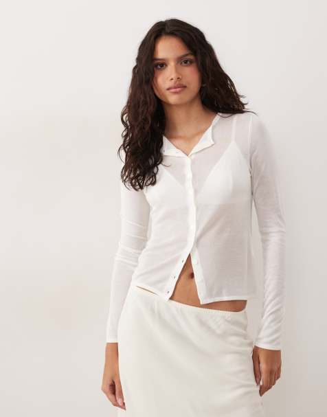 ASOS DESIGN - Doorschijnend slim-fit vest in crème - view 1