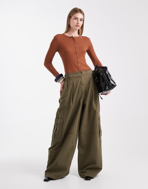 ASOS DESIGN - Doorschijnende body met drukknopen in bruin, 2 van 4